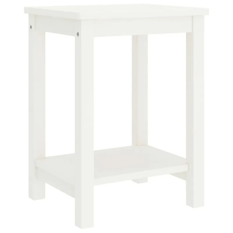 Pagamento Sicuro Comodino Camera da Letto in Legno Massello di Pino Bianco 35x30x47cm