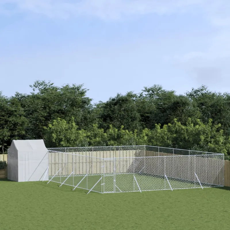 Cuccia per Cani Gatti Box da Esterno Tetto Acciaio Zincato Argento 10x10x2,5m Must-Have