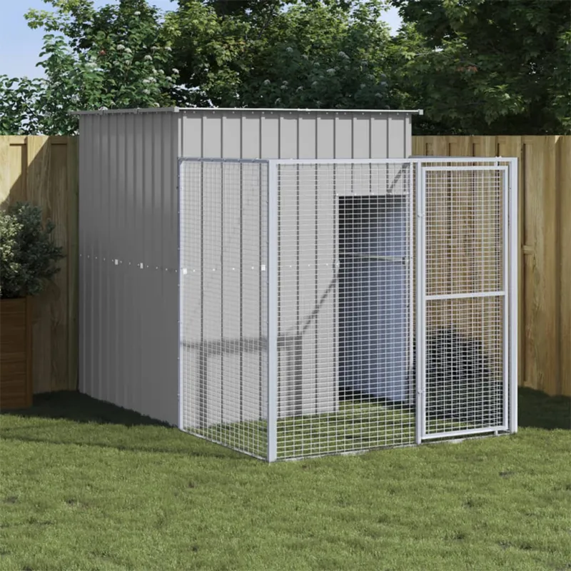 Cuccia Casetta per Cani Gatti Corsa Grigio Chiaro 165x251x181 cm Acciaio Zincato Ordina Subito
