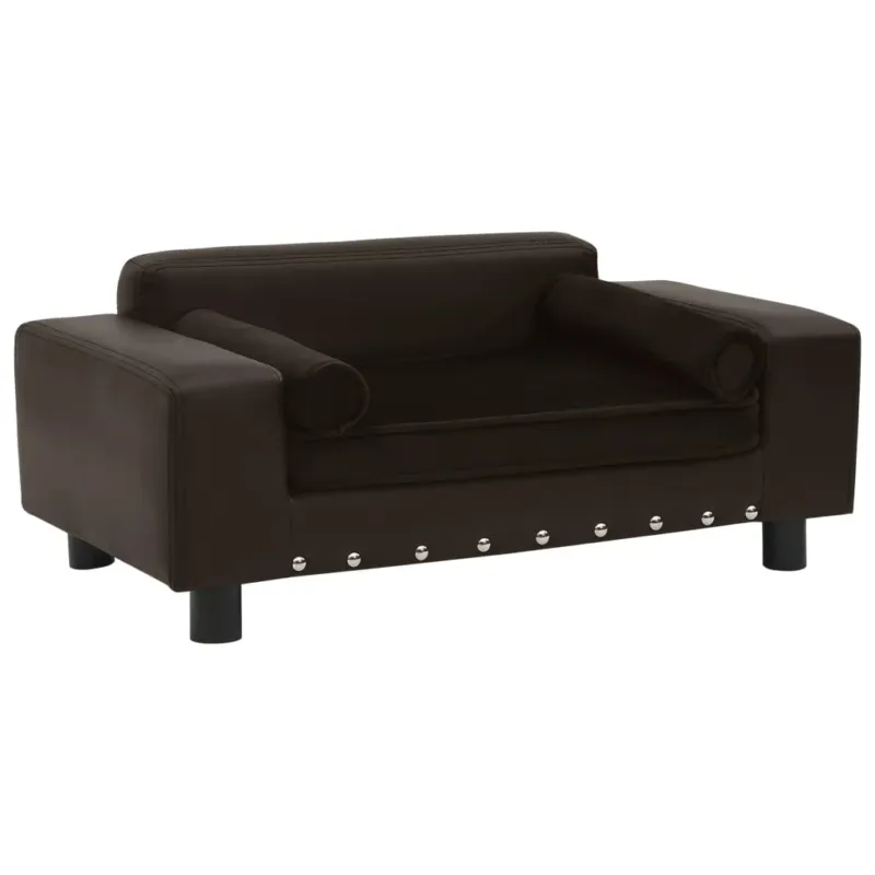 Divano per Cani e Gatti Poltrona Marrone 81x43x31 cm in Peluche e Similpelle Subito Disponibile