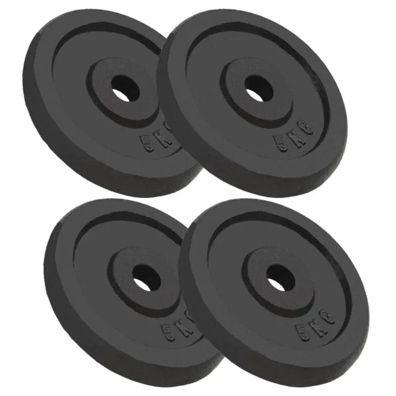 Ultimissimo Modello Dischi per Pesi 4 pz 4x5 kg in Ghisa Diam. 30 mm Colore Nero