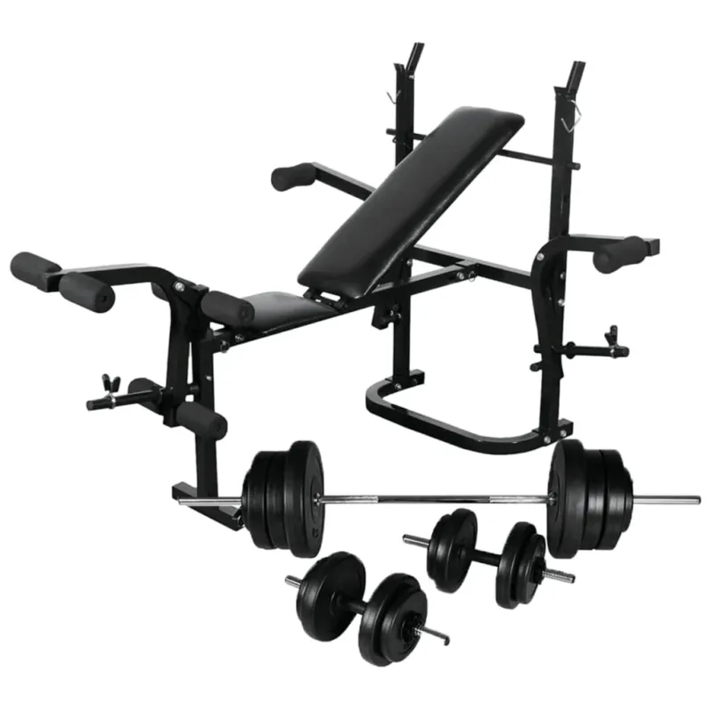 Panca Multifunzione con Bilanciere e Set di Manubri 60,5 kg Schienale Regolabile Prezzo Scontato