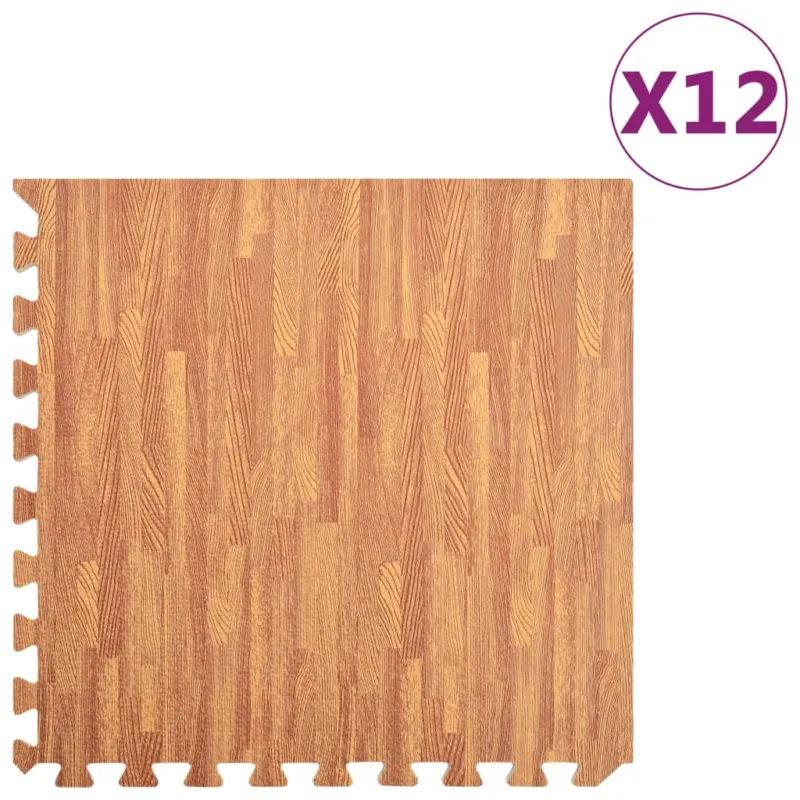 Tappetino a Incastro 12 pz Venature Legno 4,32 ㎡ Schiuma EVA Occasione