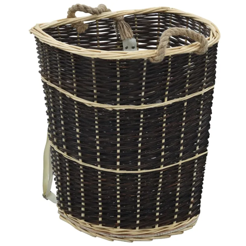 Non Perdere Cesta per Legna con Spallacci 57x51x69cm Salice Naturale