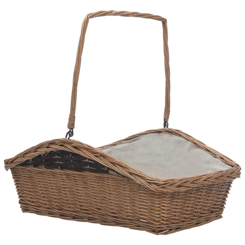 Cesta Legna da Ardere con Manico 61,5x46,5x58cm Marrone Salice Prezzo Basso