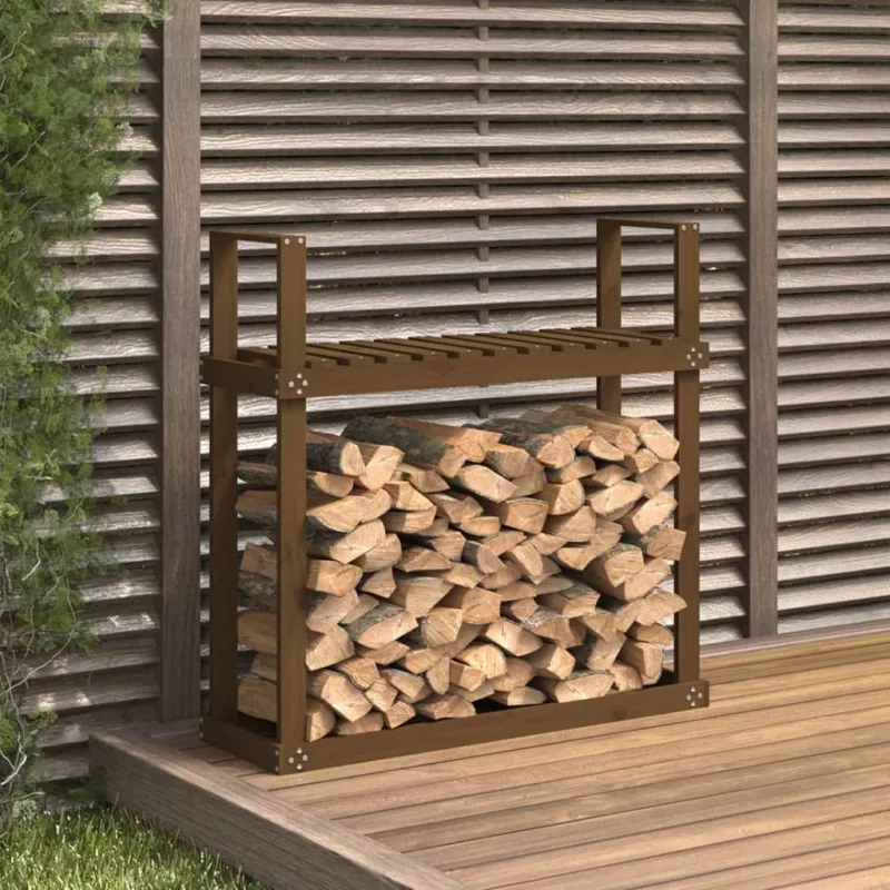 Portalegna Miele 110x35x108,5 cm in Legno Massello di Pino Quantità Limitata
