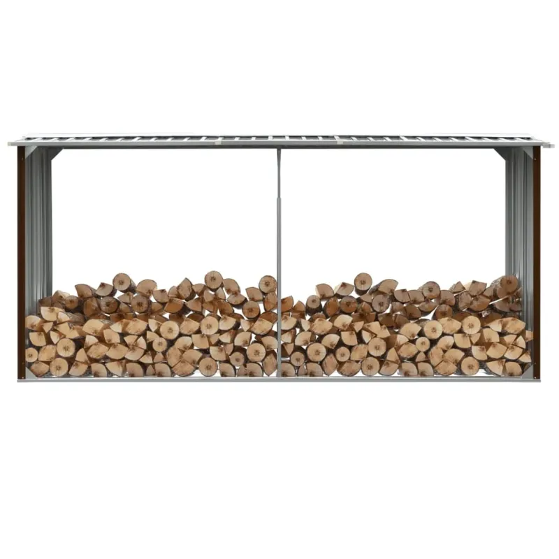 Subito Disponibile Portalegna da Giardino in Acciaio Zincato Capannone 330x92x153cm Marrone