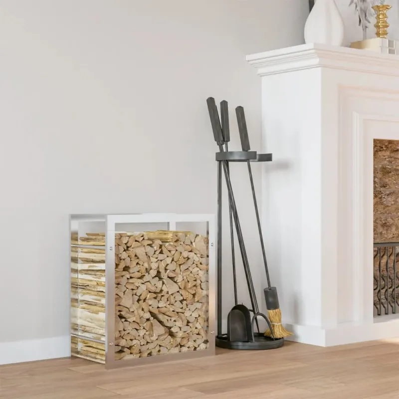 Reso Gratuito Portalegna 80x28x86 cm in Acciaio Inossidabile
