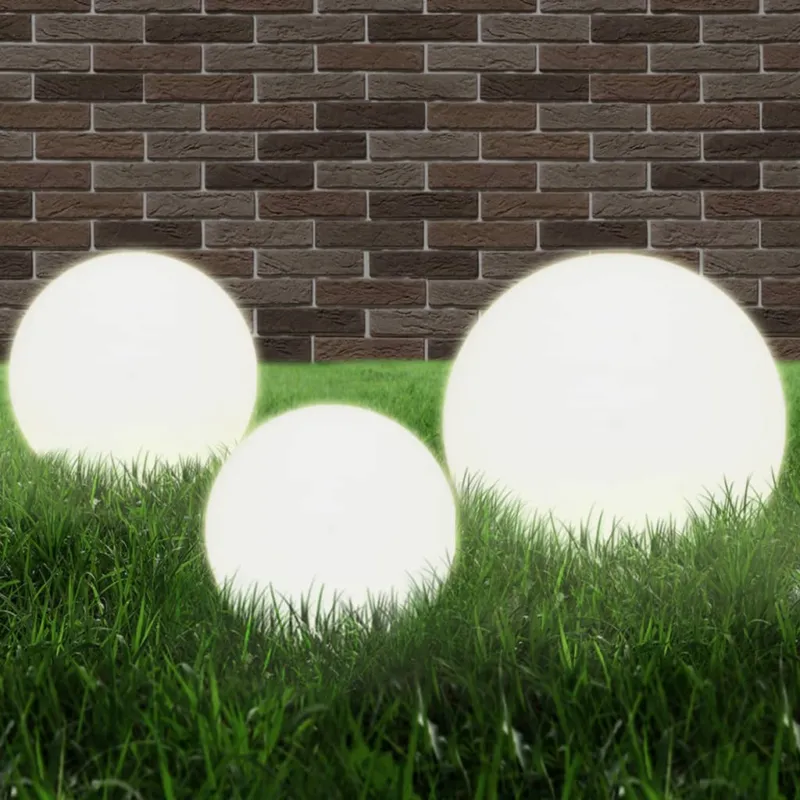 Set 3 Lampade a LED da Giardino Forma Sferiche in PMMA Diametro 20/30/40 cm Consegna Rapida