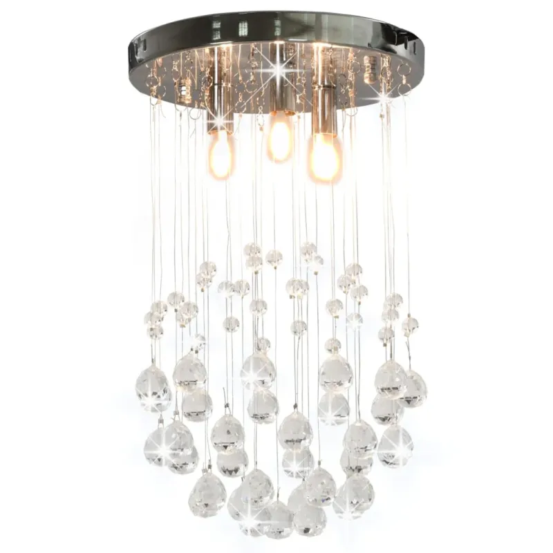 Lampadario a Soffitto con Perle di Cristallo a Sfera Argento 3 Lampadine G9 Ordina Subito
