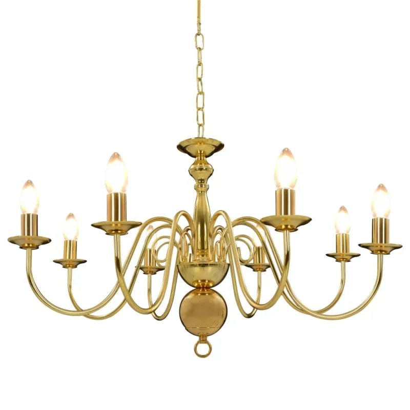 Reso Gratuito Lampadario a Soffitto Color Oro in Metallo con 8 Porta Lampade Attacco E14