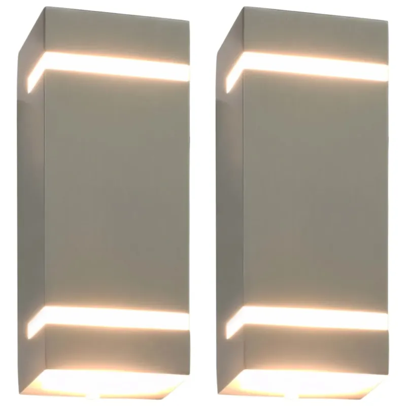 Set 2 Lampade da Parete Applique da Esterno 35 Watt in Argento Rettangolari Must-Have