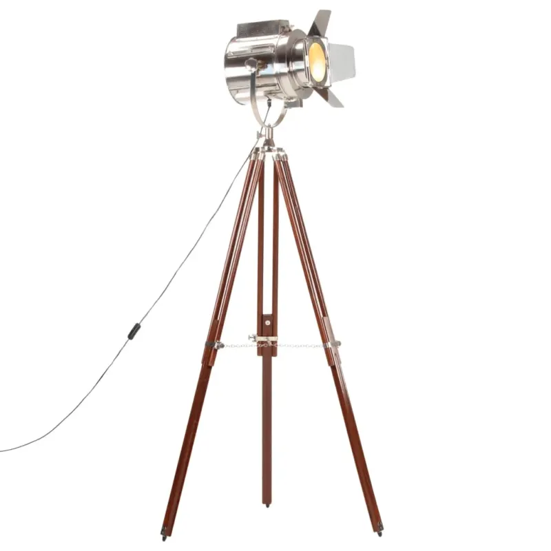 Popolare Lampada da Terra a Treppiede in Legno Massello di Mango Allungabile 180 cm E27