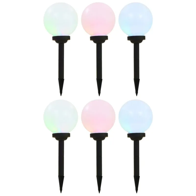 Set 6 Lampade da Giardino Energia Solare a LED da Esterno Sferiche 20 cm RGB Di Tendenza