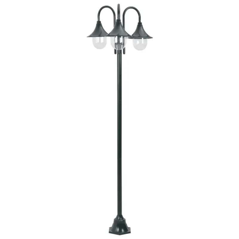 Spedizione Espresso Lampione Luce da Giardino E27 220 cm Alluminio 3 Lampade Verde Scuro
