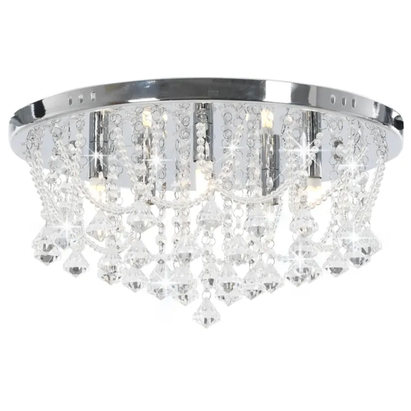 Direttamente Dal Produttore Lampadario Lampada Perle di Cristallo Argento Rotondo 4 Lampadine G9
