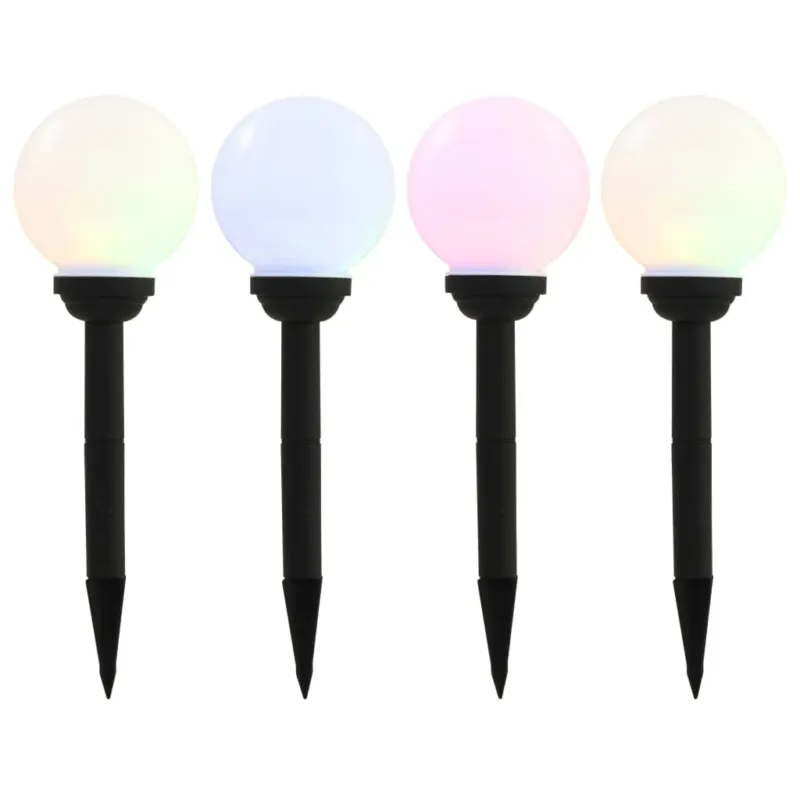 Prezzo Basso 4x Lampade Solari da Giardino Per Esterno Sferiche 4pz LED RGB 15cm