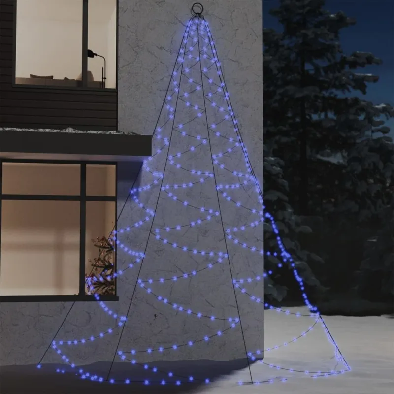 Nuova Collezione Albero Da Parete Con Gancio Metallico 720 LED Blu 5 m Interno Esterno