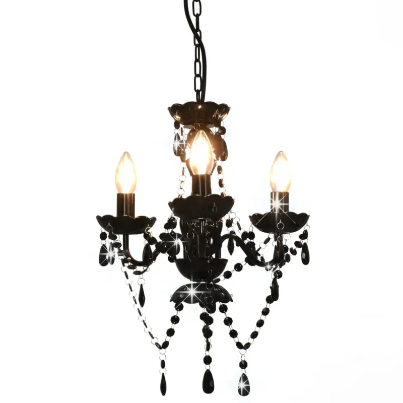 Lampadario da Interno con Perline Nero Tondo 3 Attacco E14 Offerta Limitata