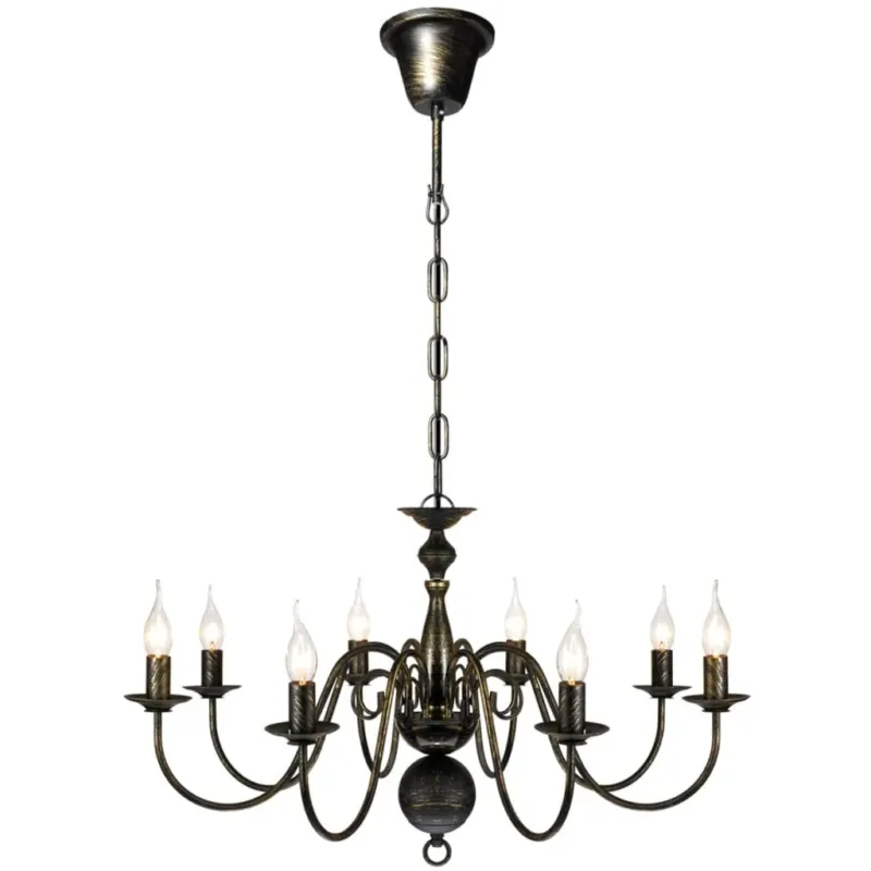 Vendita Finale Lampadario a Soffitto Stile Antico Metallo Nero Lampadine 8 x E14