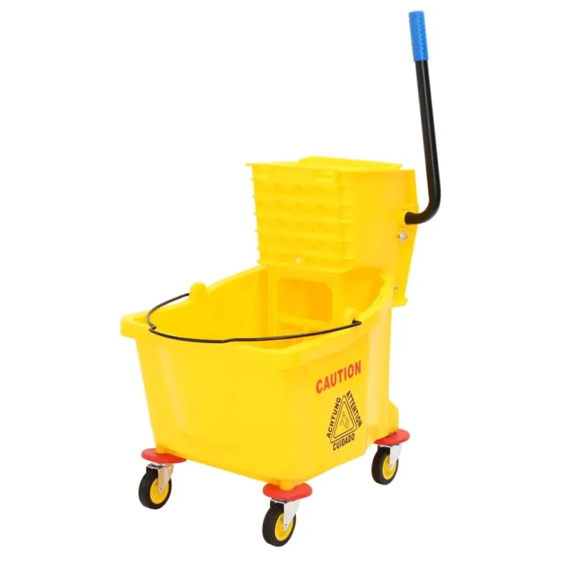 Secchio Mocio con Strizzatoio e Ruote Giallo Capacità 36 L In Polipropilene Occasione Imperdibile