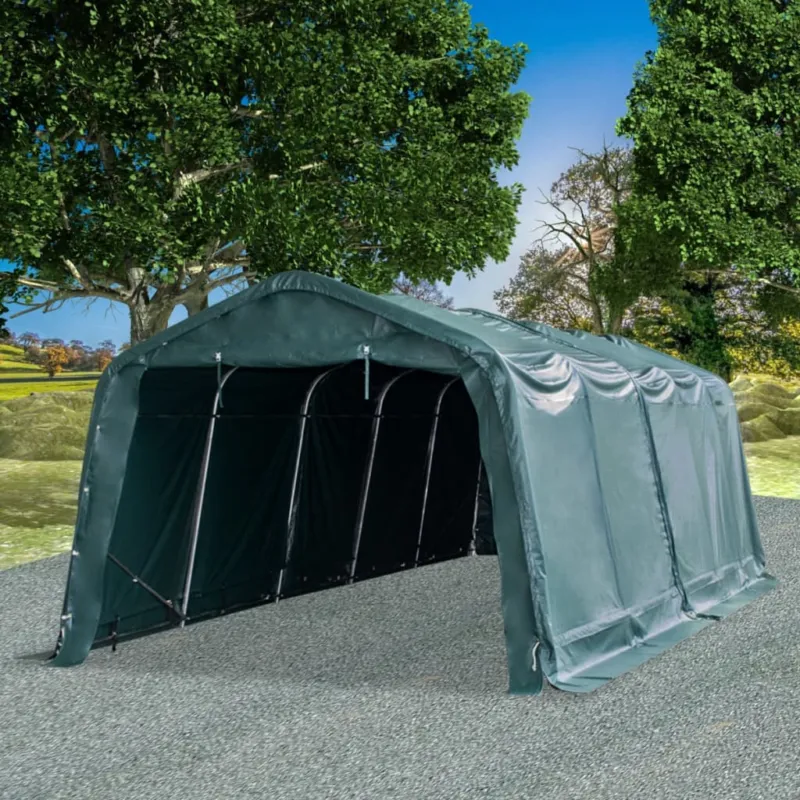 Tendone Bestiame Riparo Animali Rimovibile Verde Scuro in PVC 550 g/m 3,3x8 m Miglior Prezzo