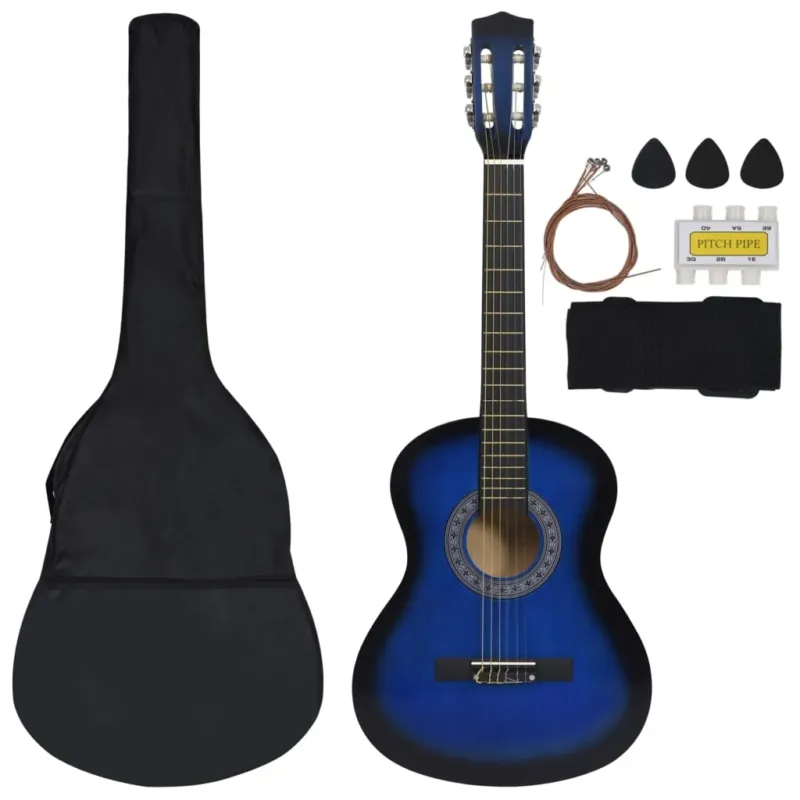 Più Venduto Chitarra Classica con 8 Pezzi Accessori Bambini e Principianti Blu 3/4 36