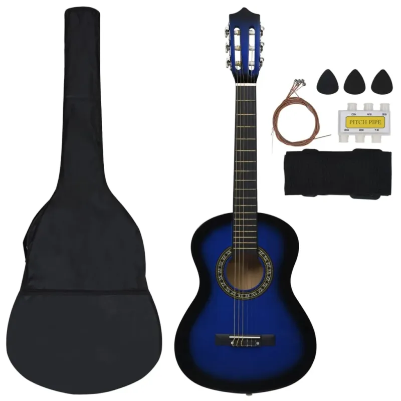 Compra Oggi Stesso Chitarra Classica con 8 Pezzi Accessori per Principianti Blu 1/2 34 in Legno