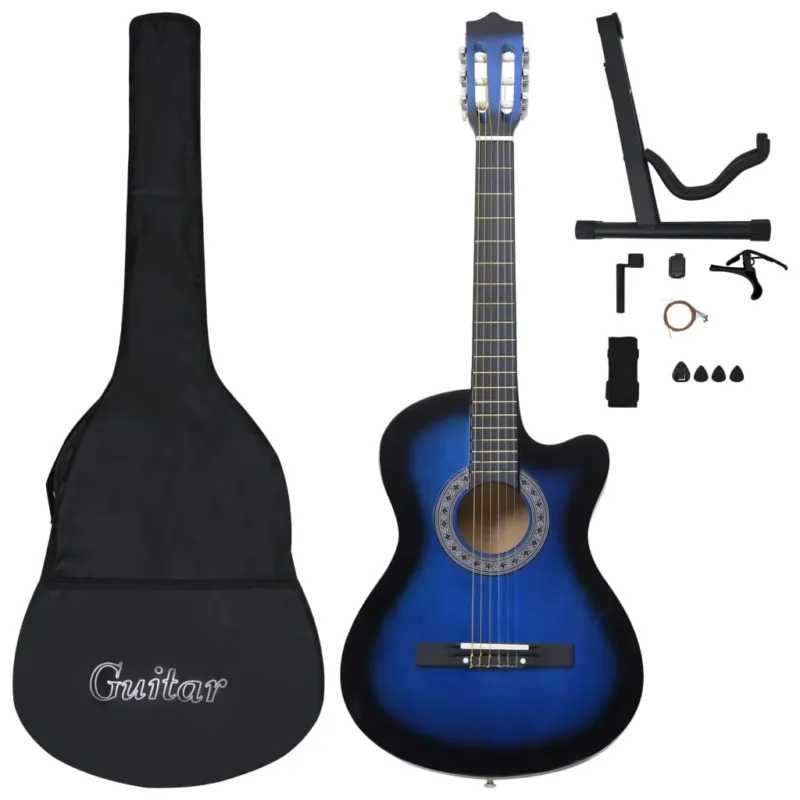 Acquista Ora Chitarra Classica Western con 6 Corde e con 12 Pezzi Accessori Blu 38" in Legno