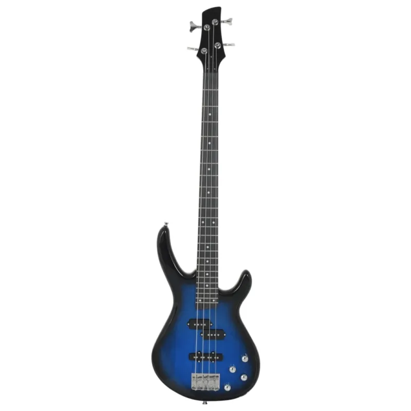 Subito Disponibile Basso Elettrico per Principianti con Custodia e Accessori Blu Nero 4/4 46"