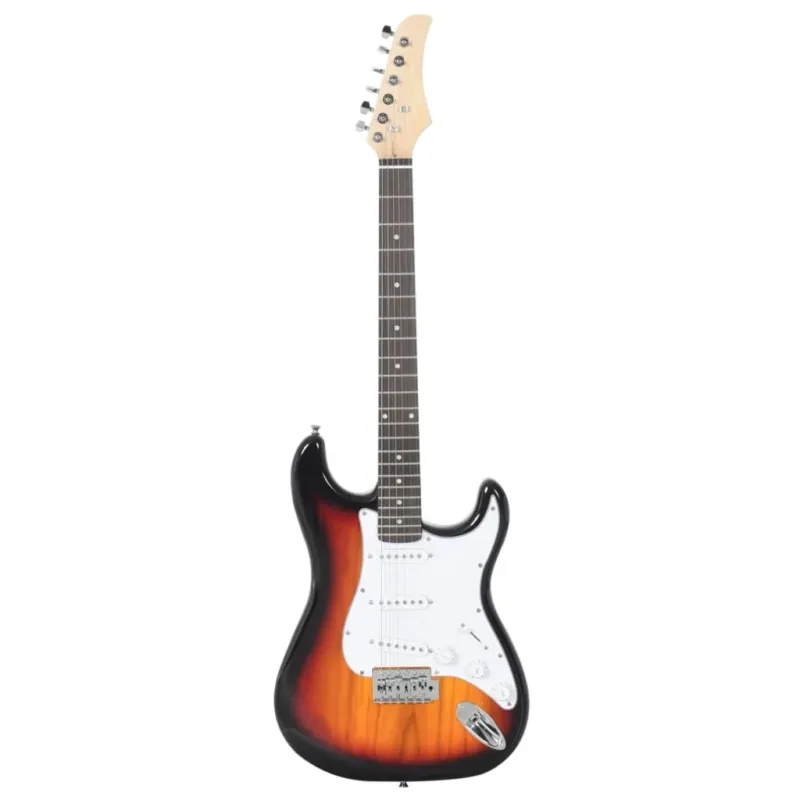Prezzo Ridotto Chitarra Elettrica per Principianti Custodia e Accessori Marrone Bianca 4/4 39"