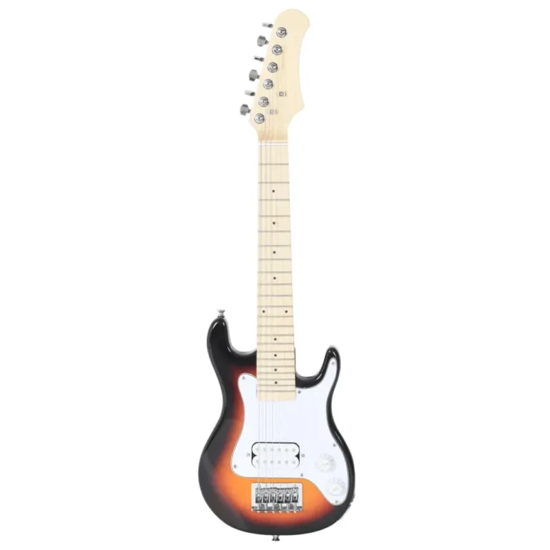 Sconto Chitarra Elettrica Bambini con Custodia e Accessori Marrone e Bianca 3/4 30"