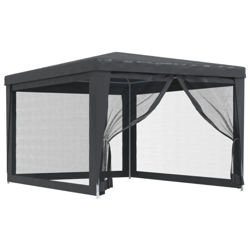 Offerta Lampo Tenda per Feste con 4 Pareti in Rete Antracite 3x4m in HDPE Resistente All‘acqua