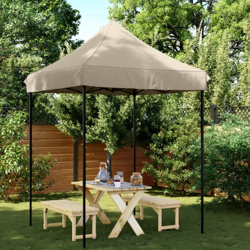 Affare Tenda da Festa Pieghevole Pop-Up Tortora Acciaio Verniciato Nero 200x200x306cm