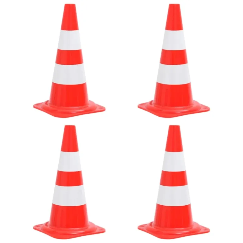 Prezzo Ridotto Set Coni Segnaletici Stradali Riflettenti 4 Pezzi Rosso Bianco 50cm per Esterno