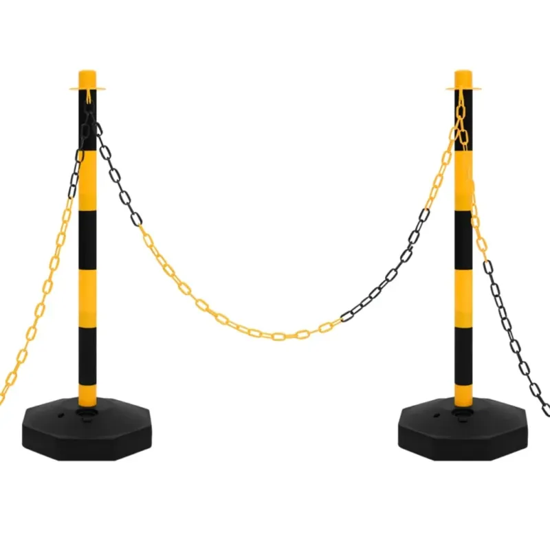 Promo Stagionale Set di Pali Stradali con Catena in Plastica Giallo e Nero di 10m 90cm Catena 10m