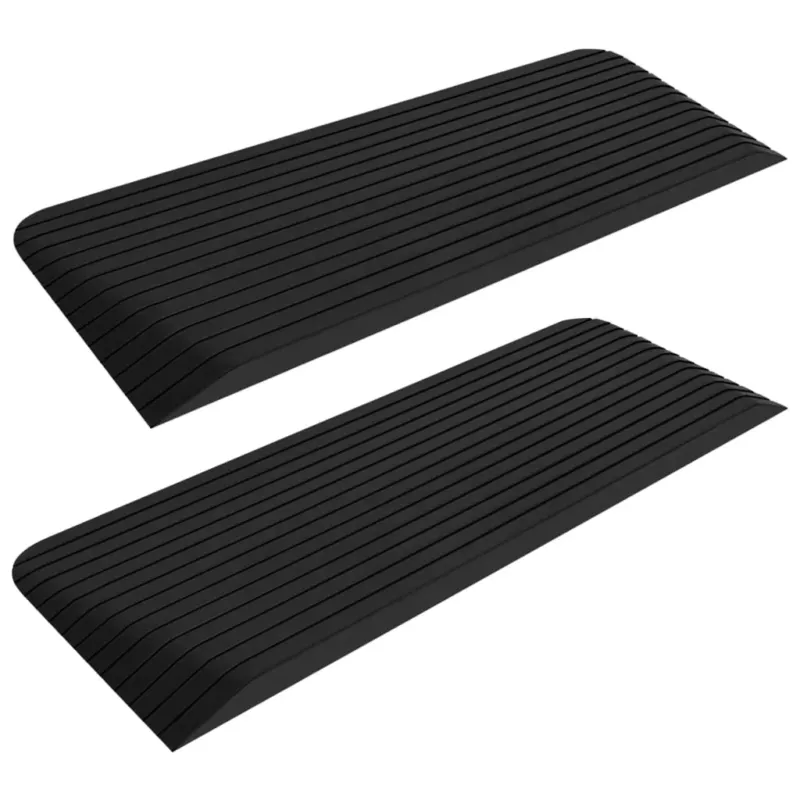Rampe per Soglia Nero in Gomma in Gomma Robusta Antiscivolo 2 pz 110x41x5 cm Occasione Imperdibile