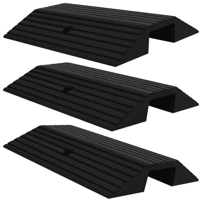 Nuovo Arrivo Rampe per Soglia a Ponte Nere in Gomma Superficie Antiscivolo 3pz 49x40x8 cm
