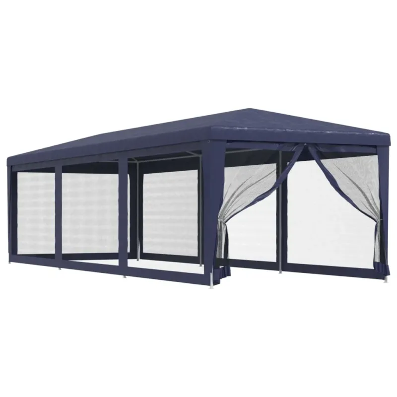 Di Tendenza Tenda per Feste con 8 Pareti Laterali in Rete Blu 3x9 m HDPE