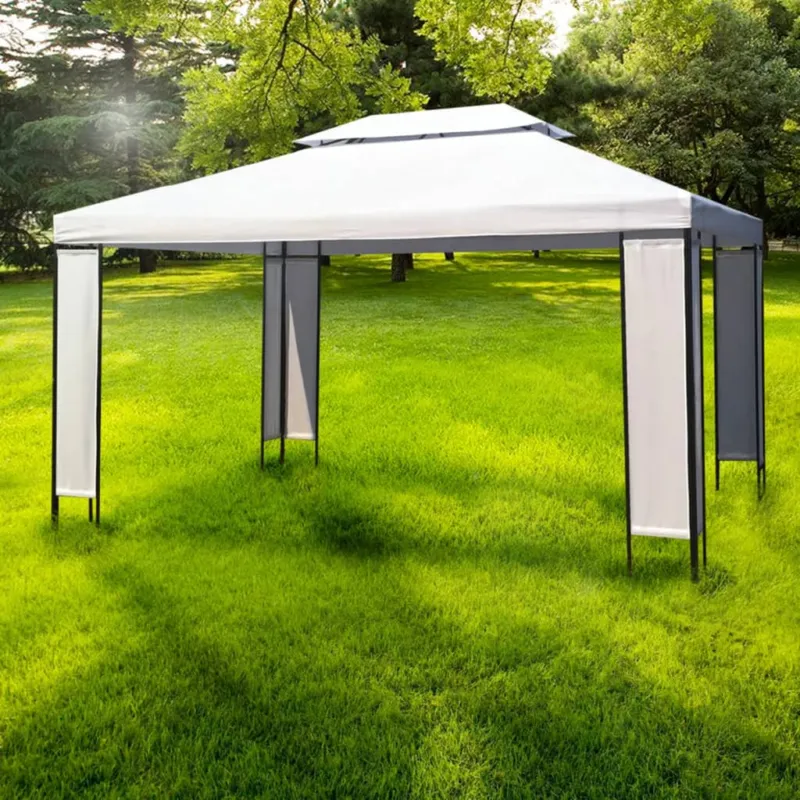 Non Perdere Gazebo Bianco e Nero in Tessuto e Telaio in Acciaio 3x4 m