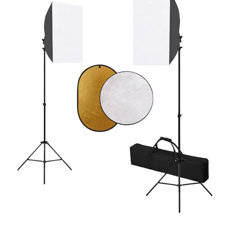 Offerta Del Giorno Kit per Studio Fotografico con 2 Softbox Fondale e Riflettore 2 treppiedi