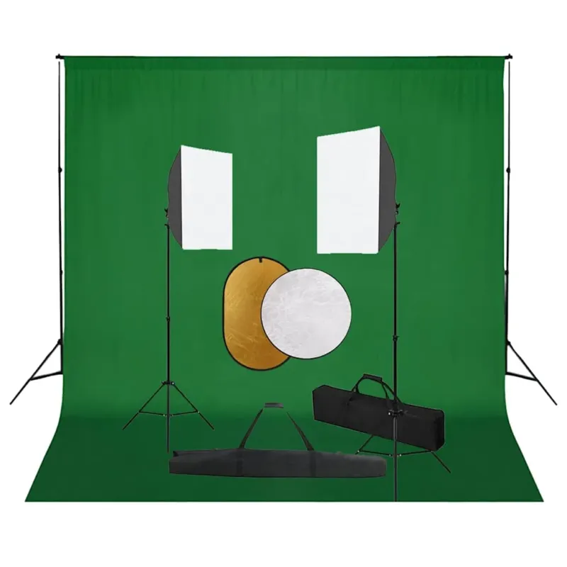 Affare Kit per Studio Fotografico con Set Luci Fondale e Riflettore 4 Treppiedi