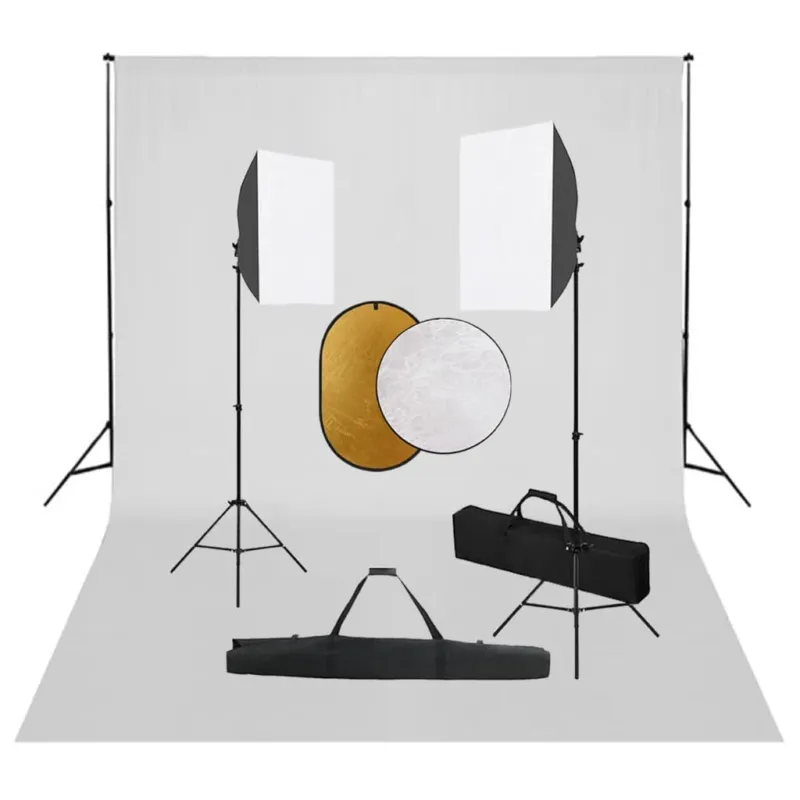 Kit per Studio Fotografico con Set Luci Fondale Bianco e Riflettore 4 Treppiedi Occasione