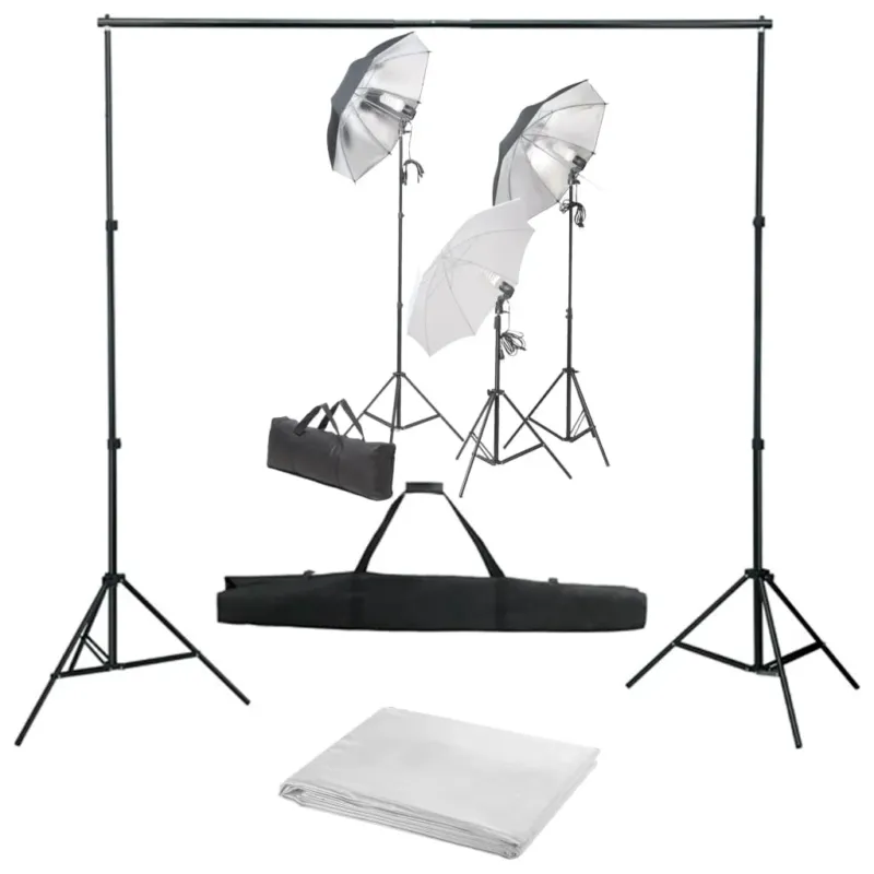 Reso Gratuito Kit per Studio Fotografico Professionale con Set di Luci e Fondale Bianco