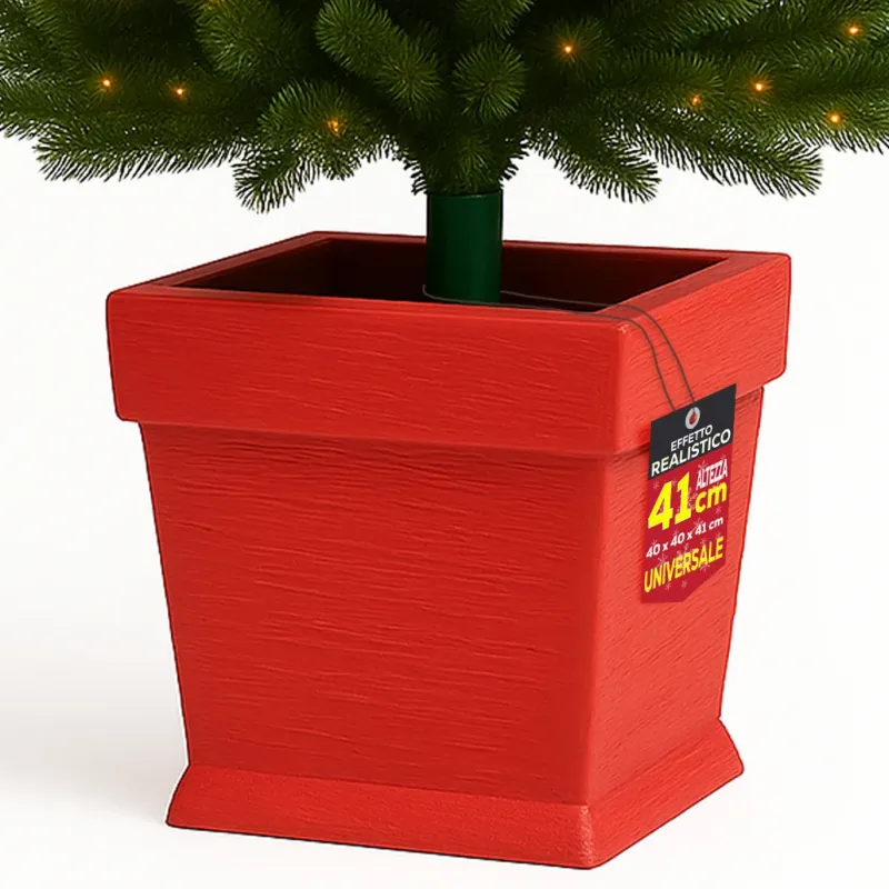 Base Albero di Natale Vaso Rosso Supporto 40x40x41cm con Attacco Universale Quantità Limitata