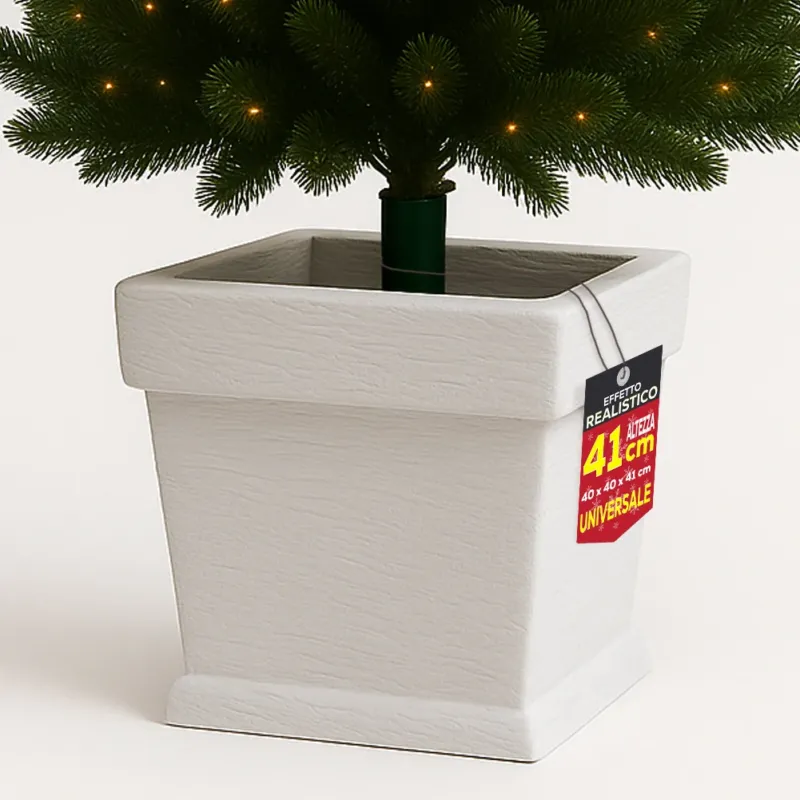 Sconto Base Albero di Natale Vaso Bianco Supporto 40x40x41cm con Attacco Universale