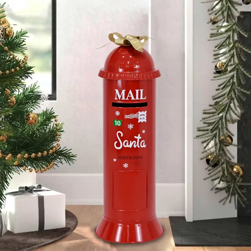 Cassetta Postale di Babbo Natale Letterina Rosso Decorazione Natalizia 30x89cm Prezzo Scontato
