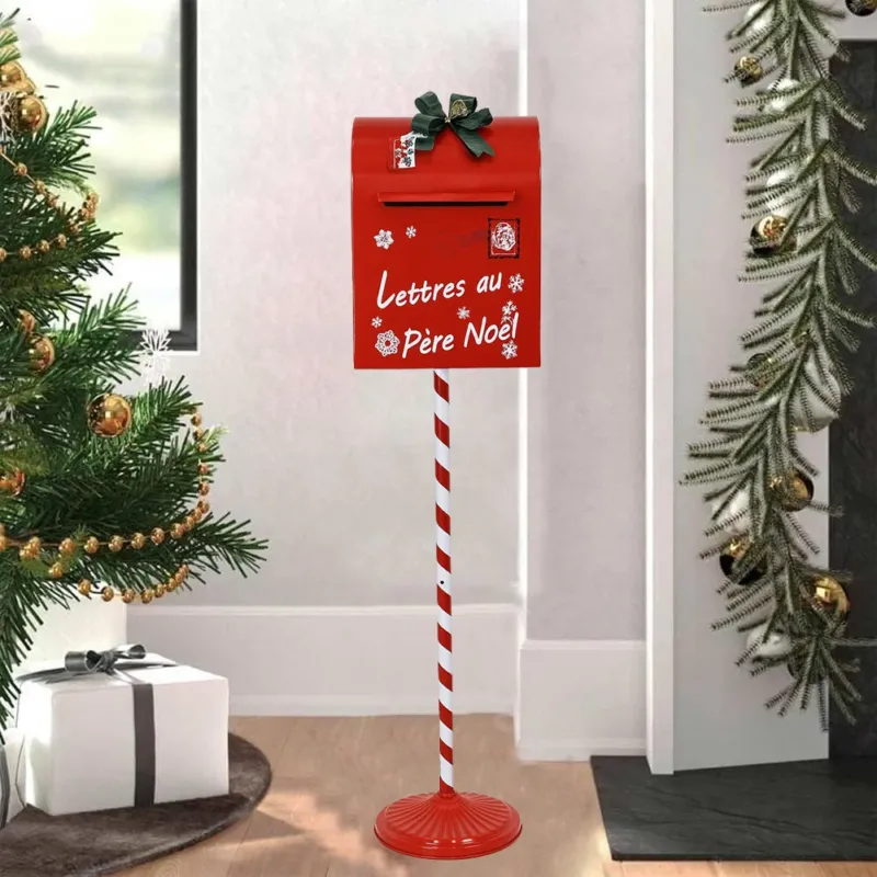 Quantità Limitata Cassetta Postale di Babbo Natale Letterina Rosso Decorazione Natalizia 30.5x114cm