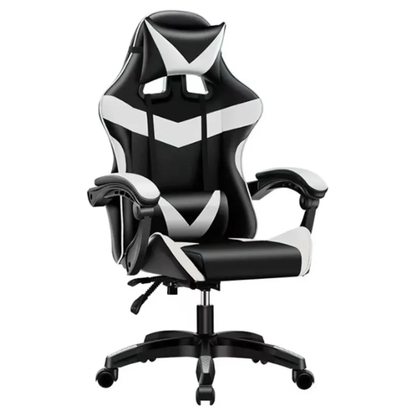 Sedia Gaming Bianco Poggiatesta e Cuscino Lombare Seduta Ergonomica Reclinabile Prezzo Conveniente