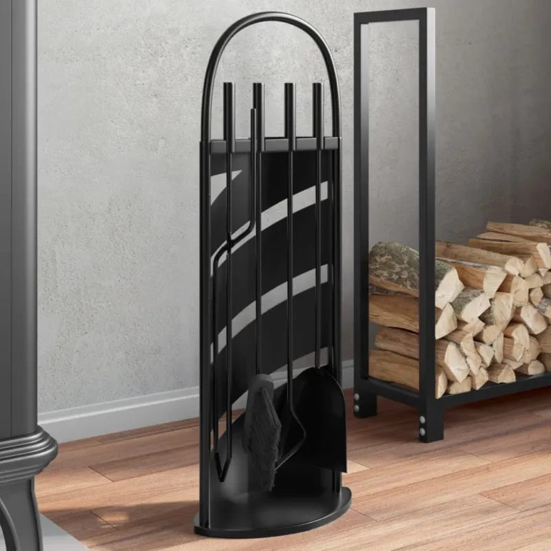 Non Perdere Set Attrezzi per Camino Caminetto Kit 5 pz 23x15x66 cm in Acciaio Colore Nero